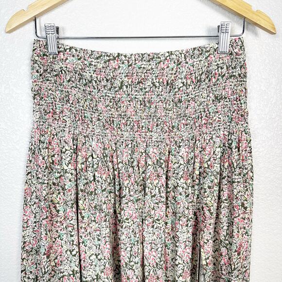 Natural Life Womens Angelina Floral Print Smocked Waist Front Slit Midi Skirt M - Picture 2 of 8